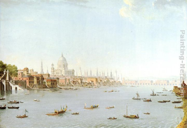 The Thames Looking Towards The City painting - Antonio Joli The Thames Looking Towards The City art painting